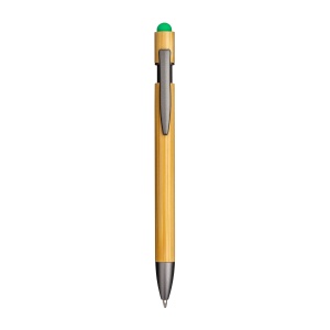 Bamboo and metal click pen. Burnished details and touch screen grommet - Img 5