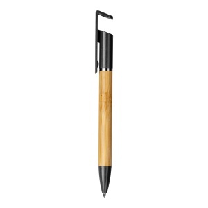 Bamboo and wheat straw twist pen with mobile phone stand - Img 1