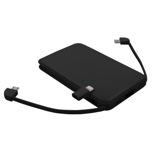 Baterie externă 5000 mAh cu cabluri integrate, adaptor inclus | Presley - Img 3