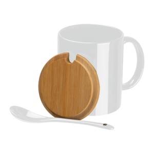CM™ Ceașcă ceramică cu lingură și capac de bambus