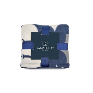 GC Laville geometric design fleece plaid 150x130 cm. blue