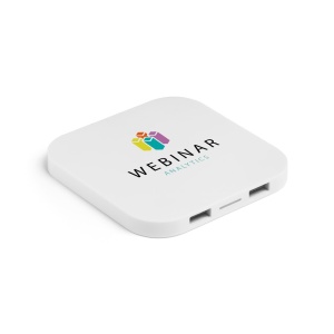 HI CAROLINE. Superfast 15W wireless charger with HUB 2 USB-A ports in recycled ABS (60% rABS) - Img 1