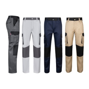 HI VL NJORD. Pantaloni din twill cu buzunare multiple în două tonuri (240 g/m²), din bumbac (35%) și poliester (65%)