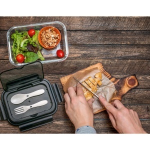 LAGOS glass lunch box with cutlery 1 000 ml - Img 3