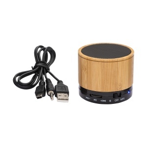 Mini difuzor Bluetooth V 5.0 din bambus și ABS - Img 3