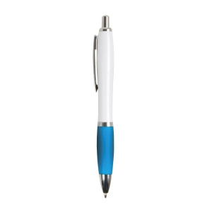 ON™ ABS plastic snap pen with white barrel, Italian flag-coloured grip and metal clip