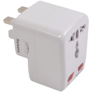 ON™ Universal adapter with USB port. Input 100-125 V 6 A or 220-250 V 6 A