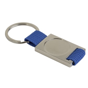 ON™ Aluminium and nylon key chain. Centre to be customised with resin logo