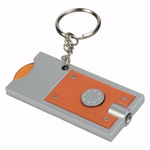 ON™ Plastic key ring with shopping trolley token and light