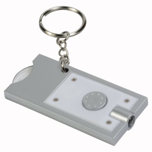 ON™ Plastic key ring with shopping trolley token and light