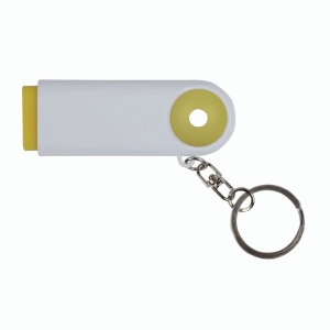 ON™ Plastic key ring with shopping trolley token and 2-LED light