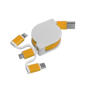 ON™ Retractable charging cable USB, Type-C, lightning and micro USB