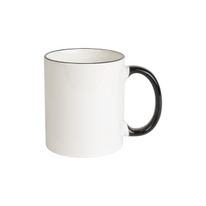 ON™ White grade A ceramic mug with coloured handle and edge, For dishwashers