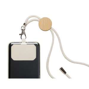 ON™ Cotton badge/cell phone lanyard with personalization tag and bamboo insert - Img 2
