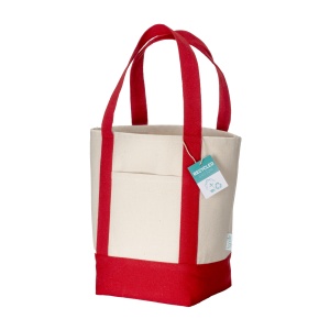 ON™ Geantă mini shopper din bumbac reciclat 340 g/m2, cu mânere și bază colorate. Certificare GRS - Img 3