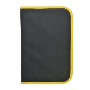 ON™ 600D polyester brief folder with zip closure, coloured edge, 6 inside compartments