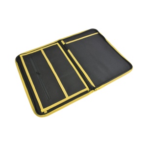 ON™ 600D polyester brief folder with zip closure, coloured edge, 6 inside compartments