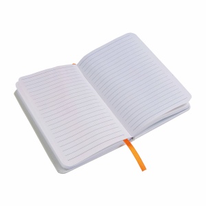 ON™ PU notebook with coloured elastic, ruled sheets (80 pages), satin bookmark