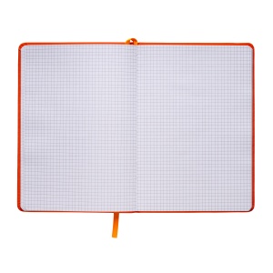 ON™ PU notebook with coloured elastic, squared sheets (80 pages), satin bookmark