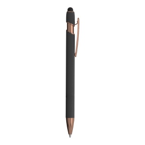ON™ Rubberized aluminium snap pen with touch screen eraser and metal clip