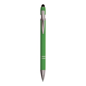 ON™ Rubberized aluminium snap pen with touch screen eraser and metal clip