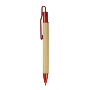 ON™ Push button ball pen with recycled carton barrel and plastic fittings