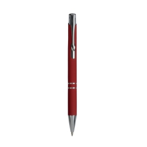 ON™ Aluminium snap pen with rubberised grip with 2 chrome trim rings