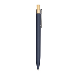 ON™ Rubberized recycled aluminum snap pen. Burnished details , bamboo button