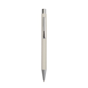 ON™ Recycled paper snap pen, chrome-plated details and metal clip