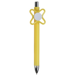 ON™ Coloured plastic snap pen with coloured spinner. Centre of the spinner to be customised