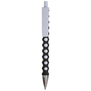 ON™ Plastic snap pen with white barrel, clip and button