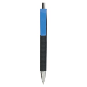 ON™ Plastic snap pen with tyre-effect rubberised black barrel and wide coloured clip