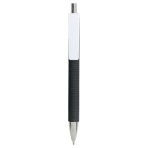 ON™ Plastic snap pen with tyre-effect rubberised black barrel and wide coloured clip