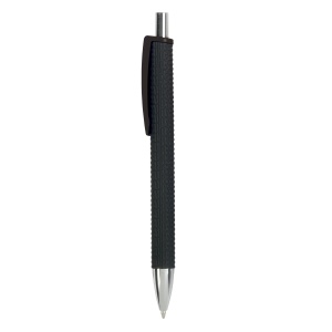 ON™ Plastic snap pen with tyre-effect rubberised black barrel and wide coloured clip