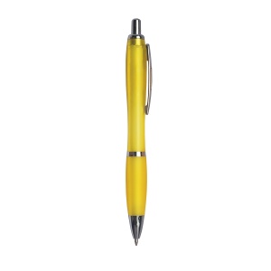 ON™ Plastic snap pen with coloured barrel, matching rubberised grip and metal clip