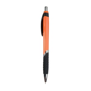 ON™ Plastic snap pen with coloured barrel, rubberised grip and chromed details
