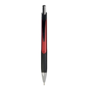 ON™ Plastic snap pen with metallic barrel and rubberised black grip to match the clip