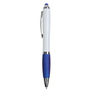 ON™ Plastic twist pen with white barrel, rubberised coloured grip