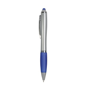 ON™ Plastic twist pen with silver barrel, rubberised coloured grip