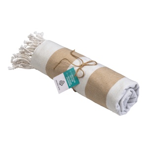 ON™ Recycled cotton fringed beach towel, size 90x170 cm