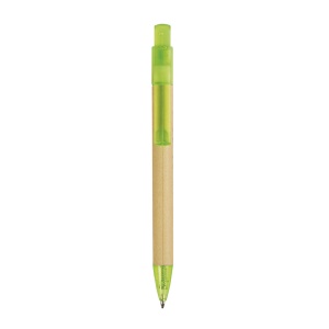 ON™ Push button ball pen with recycled carton barrel and plastic fittings