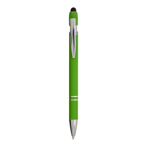 ON™ Rubberized aluminium snap pen with touch screen eraser and metal clip