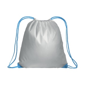ON™ White 210T polyester backpack with drawstring closure, reinforced corners