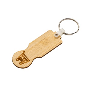 ON Bamboo shopping cart token with key ring