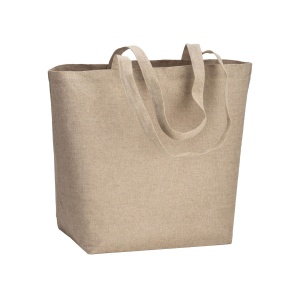 ON Geantă de cumpărături din bumbac reciclat 120 g/m2 cu înveliș interior din PP, mânere lungi și clin