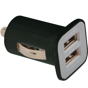 ON Micro USB car charger with 2 USB ports. Input 12 V - Output 5 V/1000 mA; 5 V/2100 mA