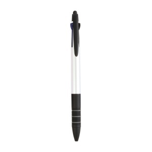 ON Plastic snap pen with 3 refills in blue, black and red, and touchscreen rubber tip - Img 11