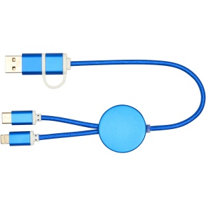 PF™ Alasia 5-in-1 recycled aluminium and plastic 30 cm data sync and 27W fast charge cable
