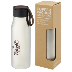 PF™ Ljungan 500 ml copper vacuum insulated stainless steel bottle with PU leather strap and lid - Img 8