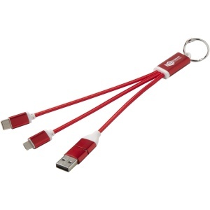 PF™ Metal 4-in-1 recycled aluminium charging cable with keychain - Img 9